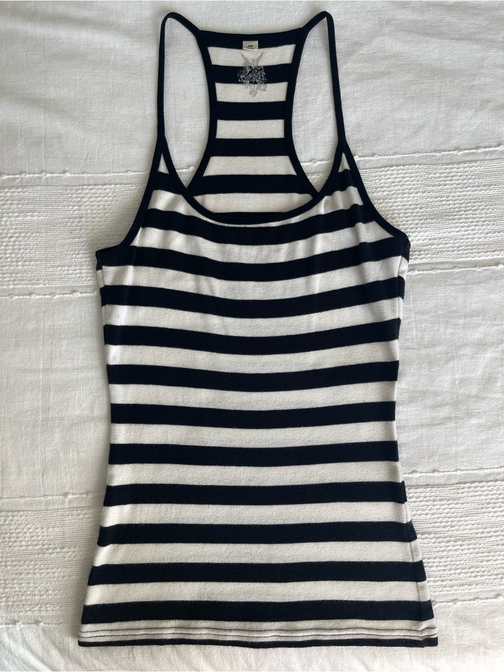 Vintage Y2K Express Tank Top - Black and White Striped